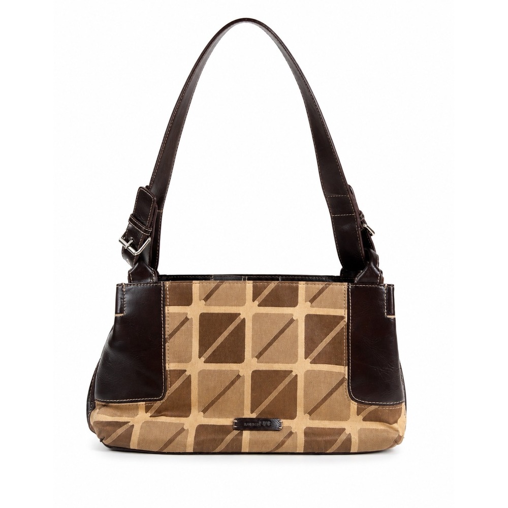 Nine & Co. Vintage Y2K Brown Geometric Plaid Small Shoulder Bag Purse